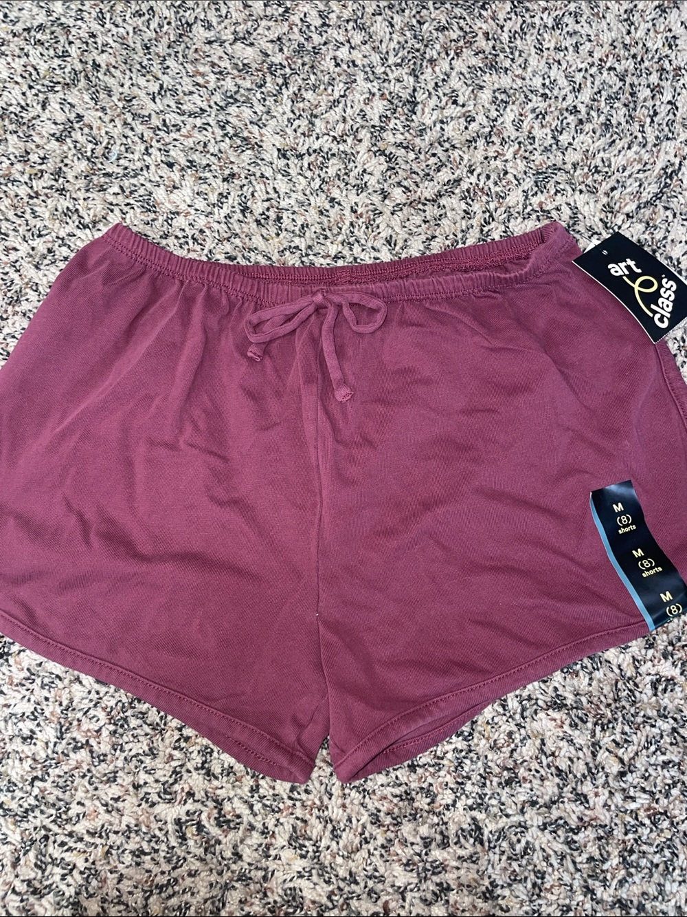 art class Girls Maroon Drawstring Athletic Casual Cotton Shorts M (8) NWT